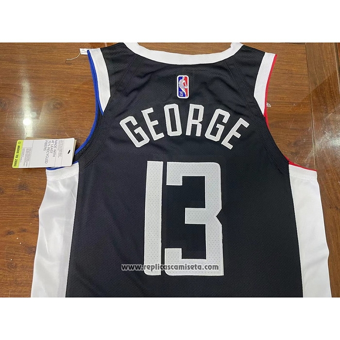 Camiseta Los Angeles Clippers Paul George #13 Ciudad 2020-21 Autentico Negro